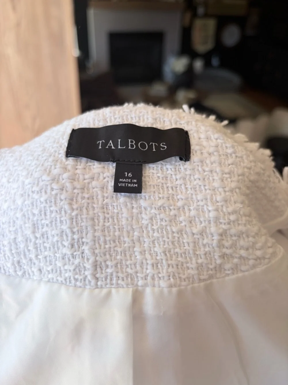 Talbots White Bouclé Jacket with Light Blue Trim - Picture 3 of 3